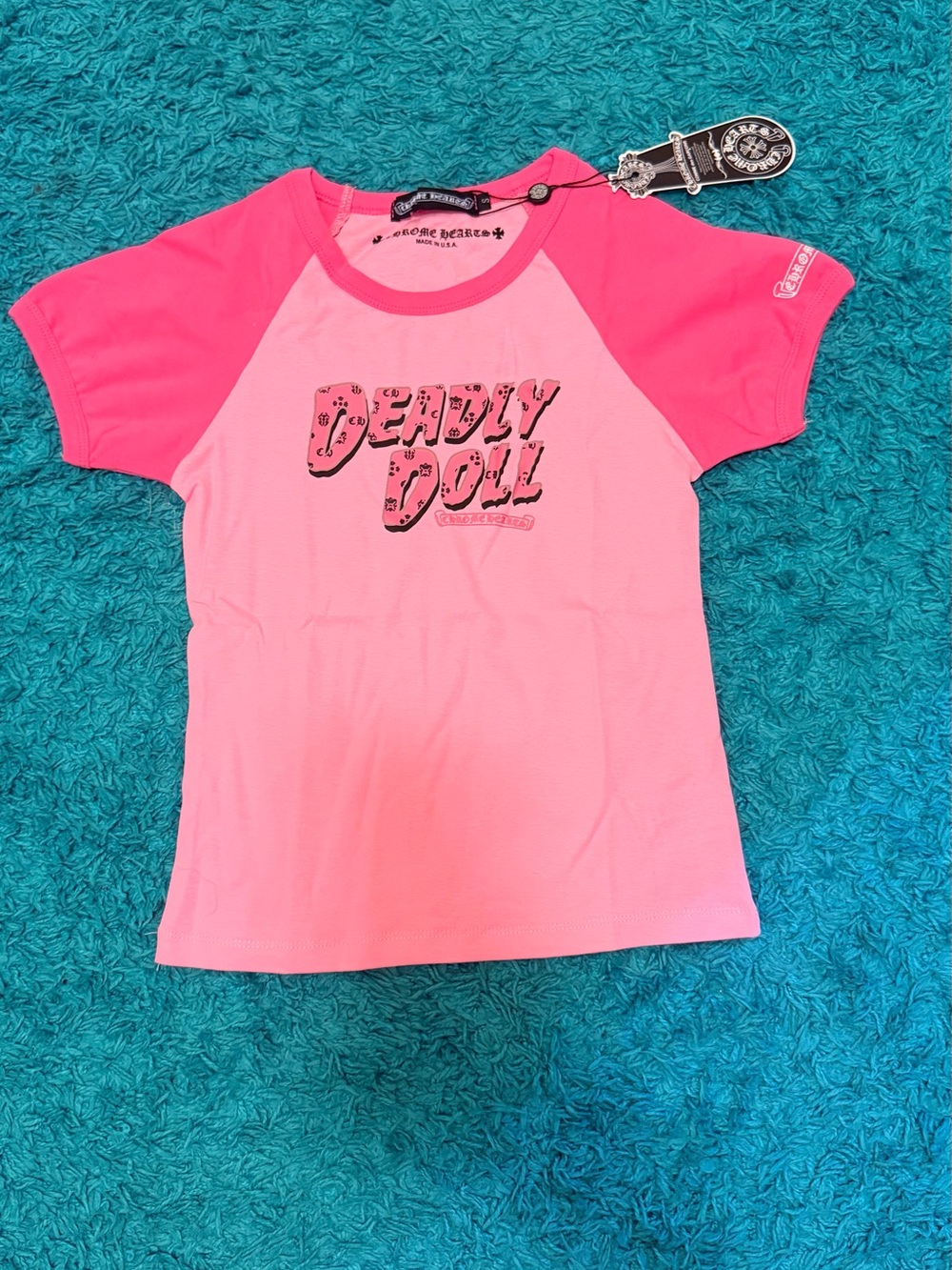 Chrome Hearts Hot Pink Raglan "Deadly Doll" Tee